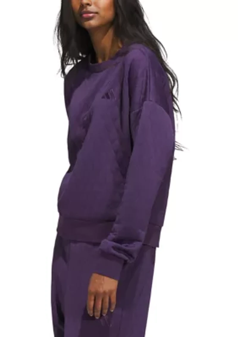 Quilted Crew Neck Pullover