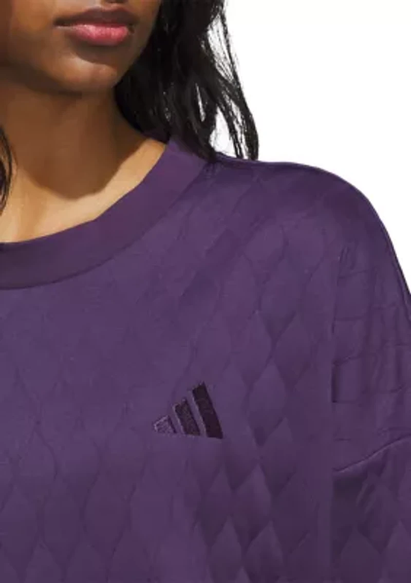 Quilted Crew Neck Pullover