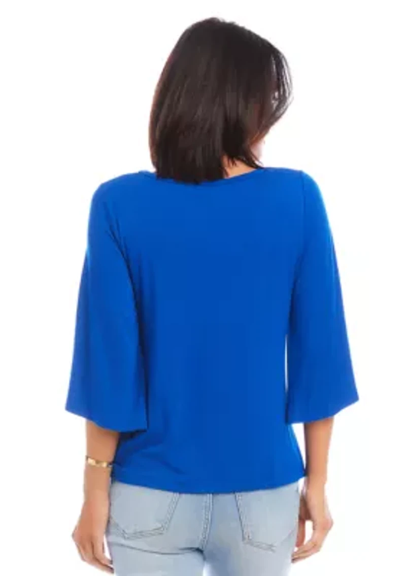 Petite Flare Sleeve Pick-Up Top