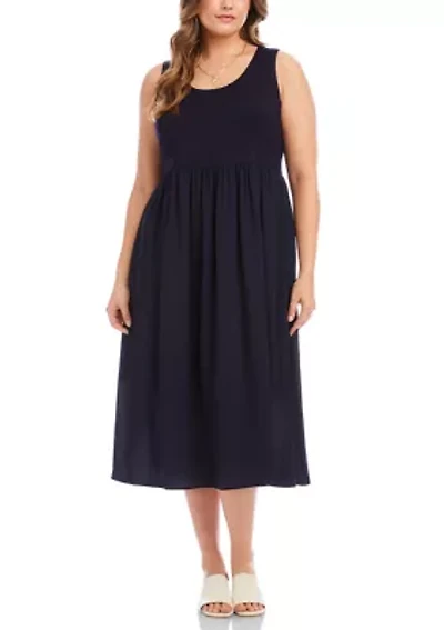 Plus Sleeveless Contrast Midi Dress