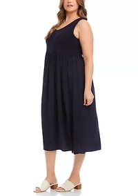 Plus Sleeveless Contrast Midi Dress