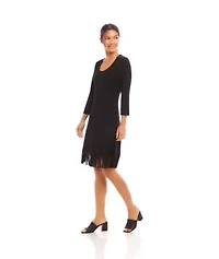 Women's 3/4 Sleeve Fringe Hem Dress