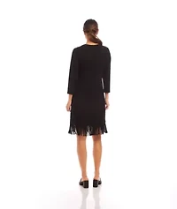 Women's 3/4 Sleeve Fringe Hem Dress