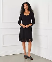 Women's 3/4 Sleeve Fringe Hem Dress