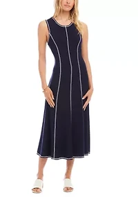 Women's Sleeveless Stitch Detail Midi Dress