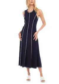 Women's Sleeveless Stitch Detail Midi Dress