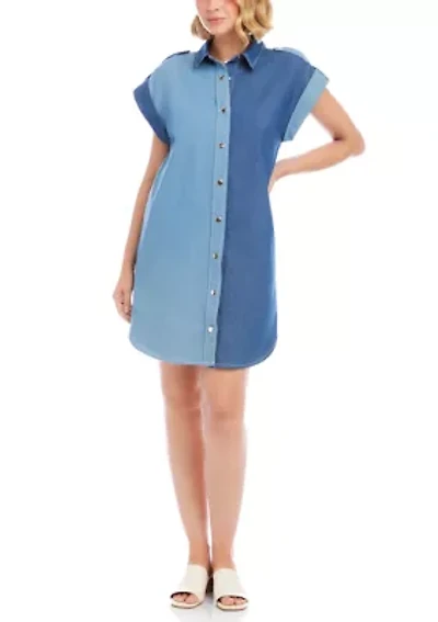 Women's Cap Sleeve Denim Shirtdress
