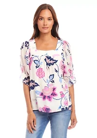 Petite Contrast Square Neck Top