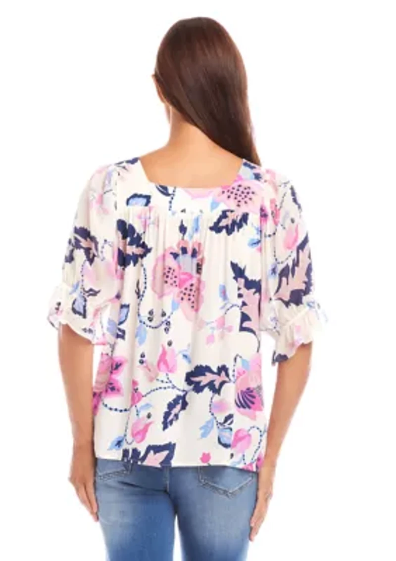 Petite Contrast Square Neck Top