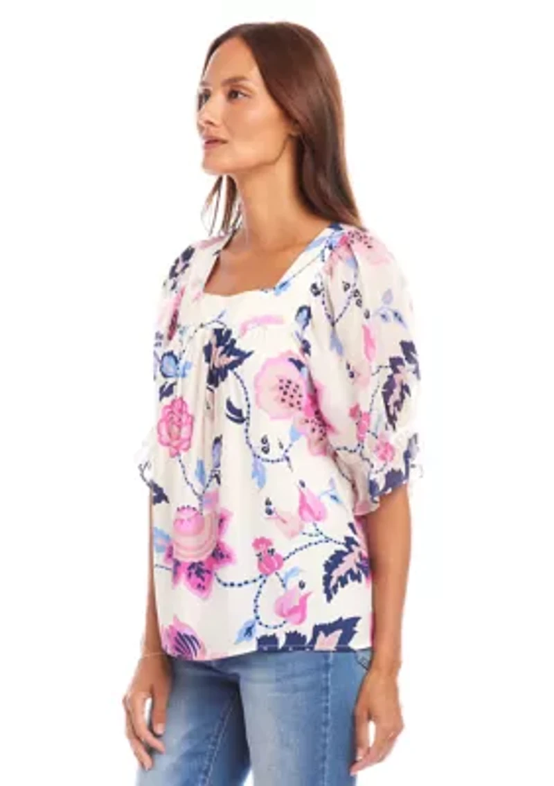 Petite Contrast Square Neck Top