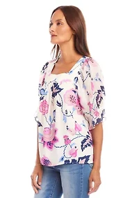 Petite Contrast Square Neck Top