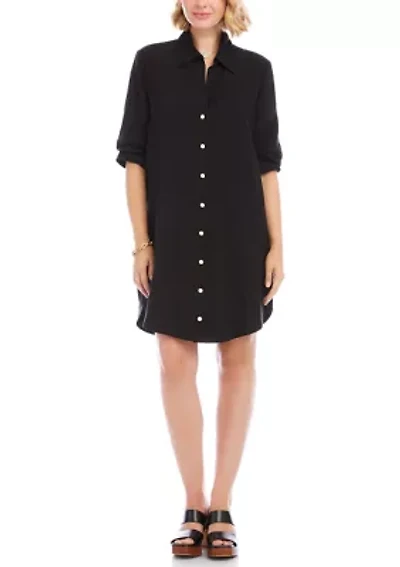 Petite Ruched Sleeve Shirtdress