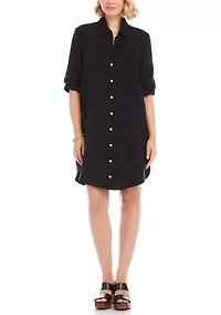 Petite Ruched Sleeve Shirtdress