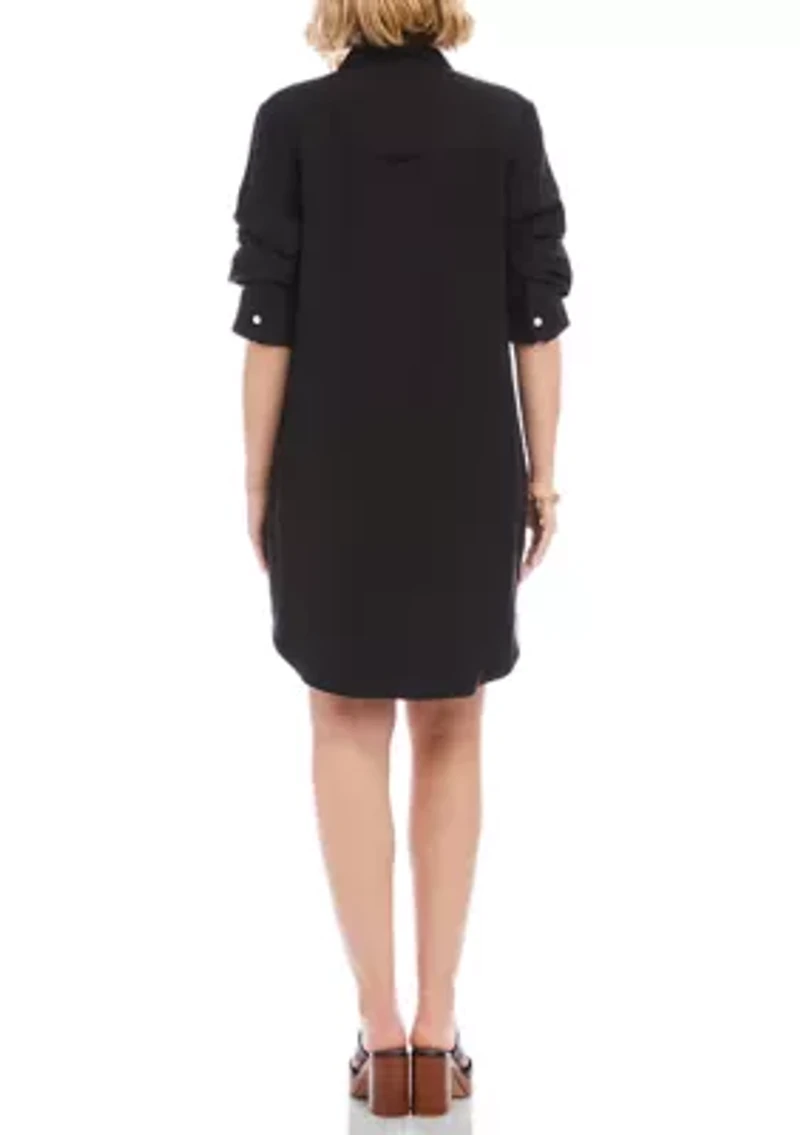 Petite Ruched Sleeve Shirtdress