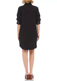 Petite Ruched Sleeve Shirtdress