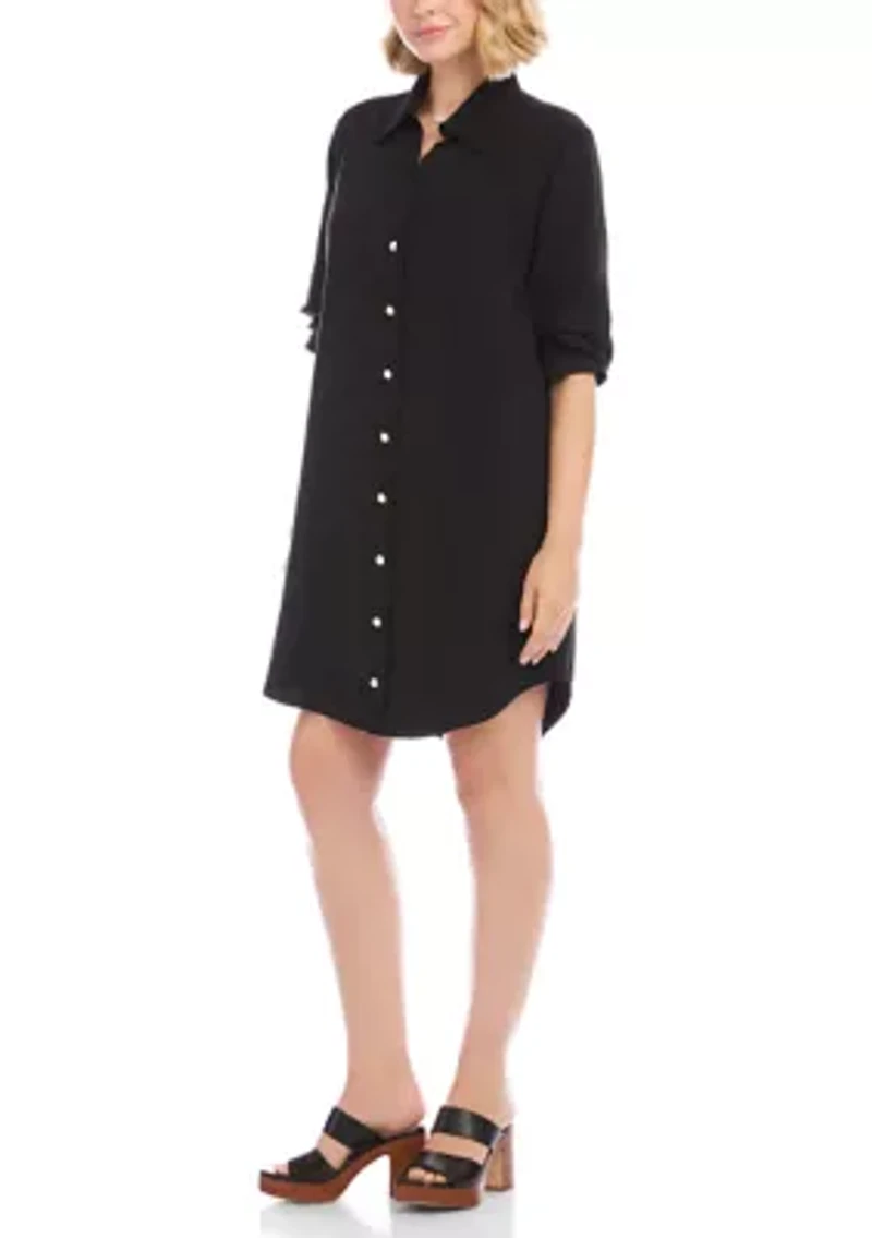 Petite Ruched Sleeve Shirtdress