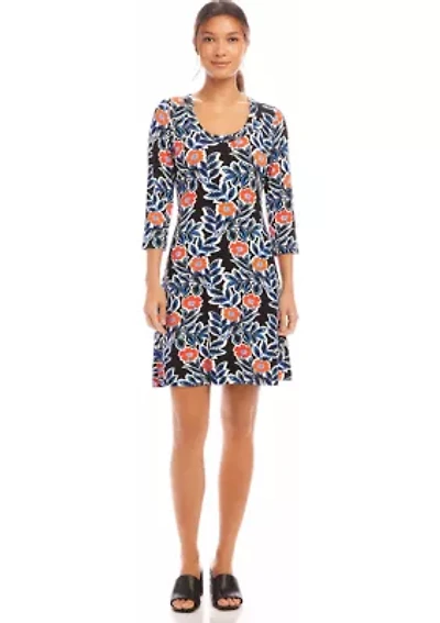 Petite 3/4 Sleeve A-Line Dress