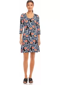 Petite 3/4 Sleeve A-Line Dress