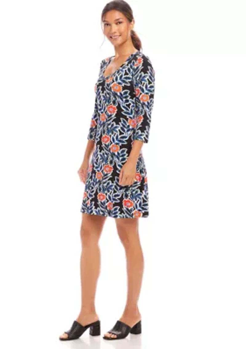 Petite 3/4 Sleeve A-Line Dress