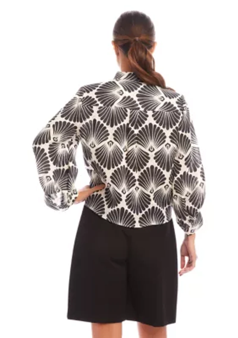 Petite Blouson Sleeve Tie Front Top