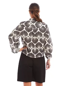 Petite Blouson Sleeve Tie Front Top