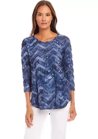 Petite Tie Dye Burnout Shirttail Top