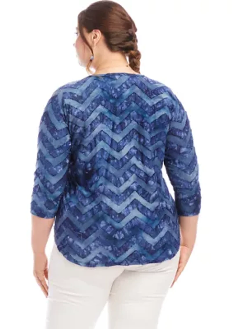 Plus Tie Dye Burnout Shirttail Top