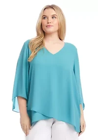 Plus Bracelet Sleeve Asymmetric Top