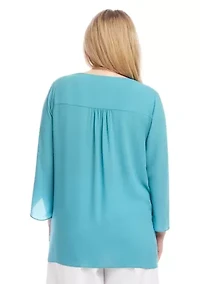 Plus Bracelet Sleeve Asymmetric Top