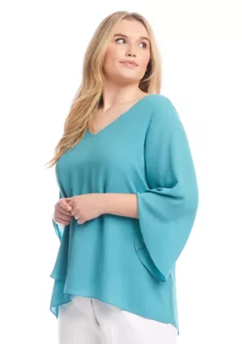 Plus Bracelet Sleeve Asymmetric Top