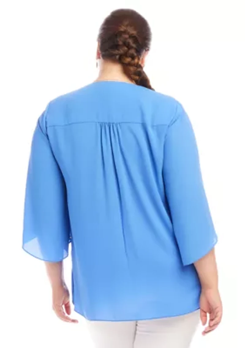 Plus Bracelet Sleeve Asymmetric Top