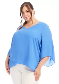 Plus Bracelet Sleeve Asymmetric Top