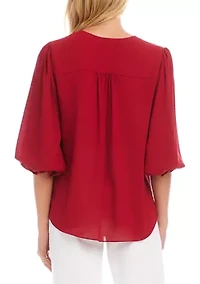 Petite Layered Sleeve Asymmetric Top