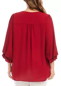Plus Layered Sleeve Asymmetric Top