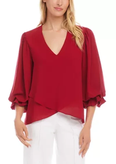 Women's Layered Sleeve Asymmetric Top