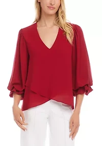 Women's Layered Sleeve Asymmetric Top