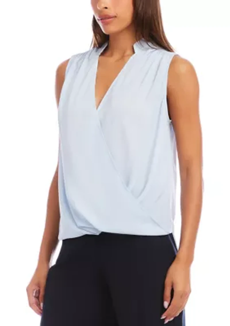 Women's Sleeveless Drape Front Top