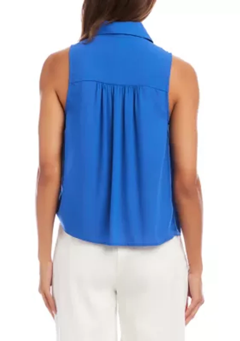 Petite Sleeveless Tie-Front Top