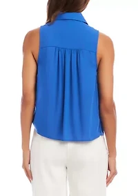 Petite Sleeveless Tie-Front Top
