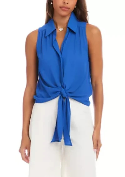 Women's Sleeveless Tie-Front Top