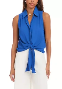 Women's Sleeveless Tie-Front Top