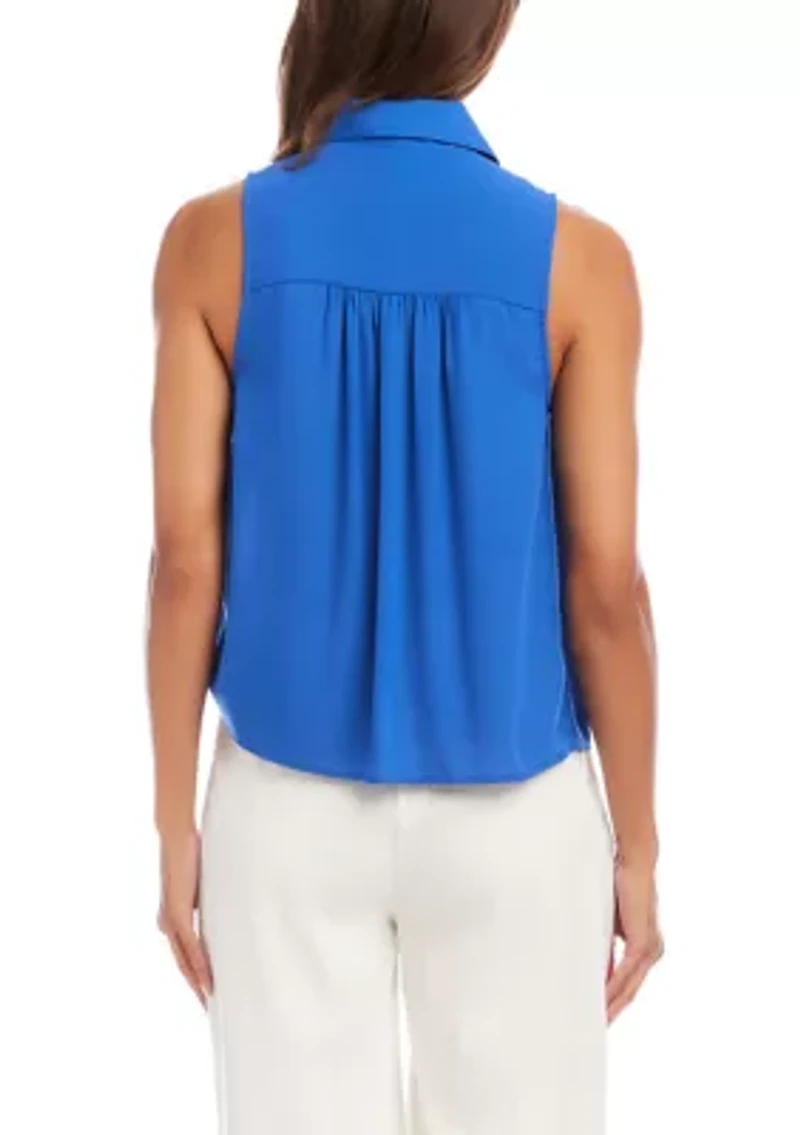 Women's Sleeveless Tie-Front Top