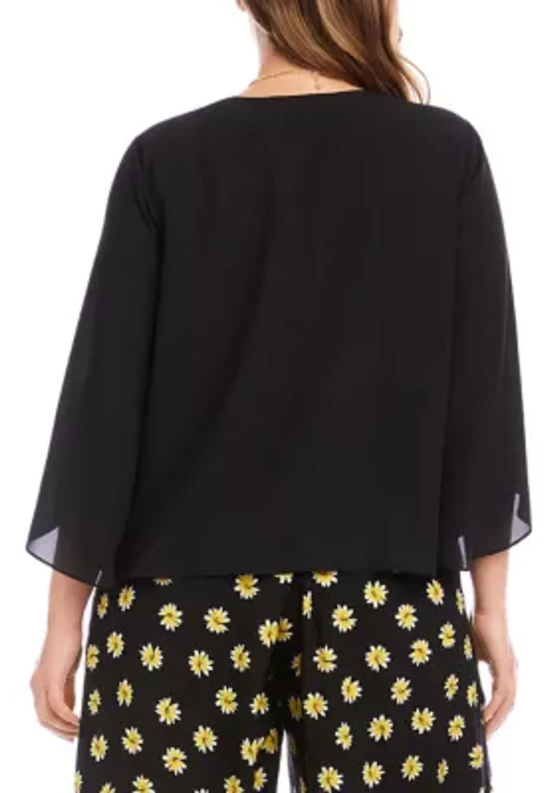 Plus Bracelet Sleeve Drape Front Crossover Top