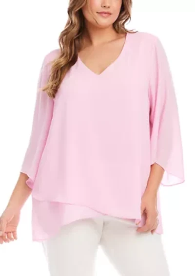 Plus Bracelet Sleeve Asymmetric Top