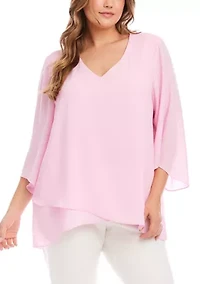 Plus Bracelet Sleeve Asymmetric Top