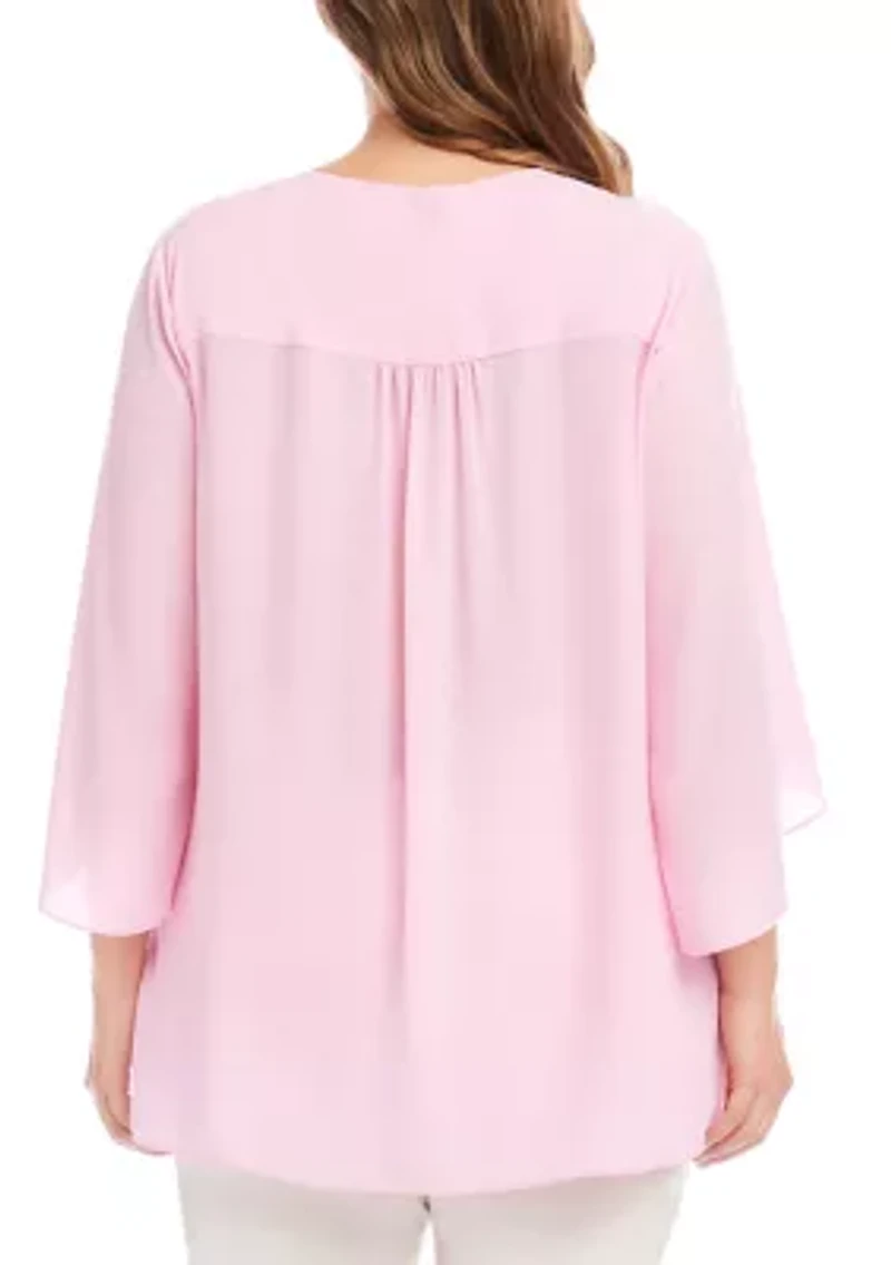 Plus Bracelet Sleeve Asymmetric Top