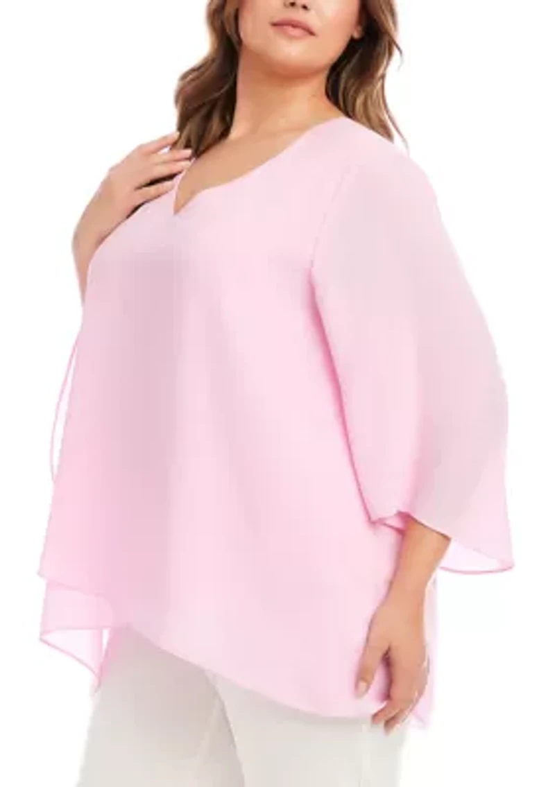 Plus Bracelet Sleeve Asymmetric Top