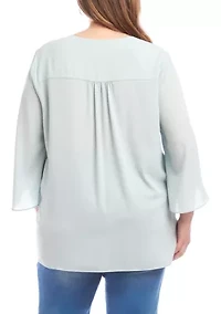 Plus Bracelet Sleeve Asymmetric Top