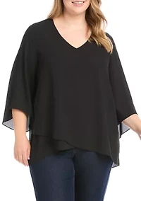 Plus Flare Sleeve V-Neck Top