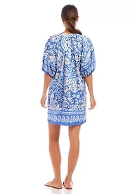 Petite Puff Sleeve Peasant Dress